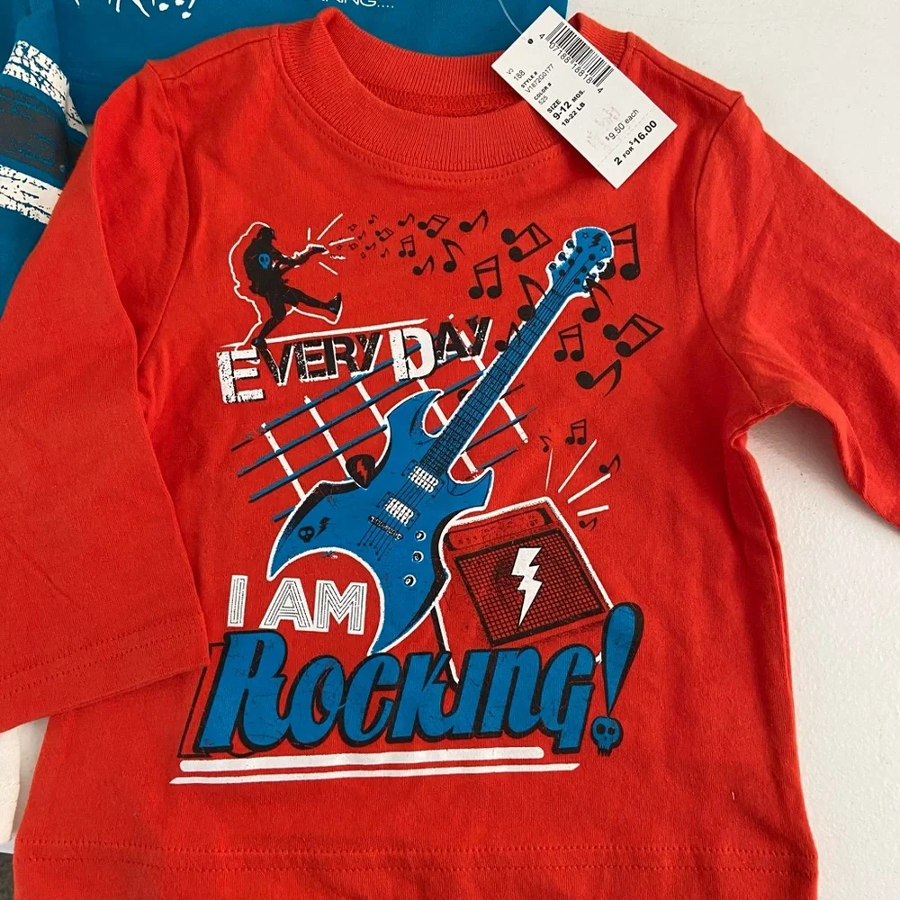 NEW Children’s Place baby boy’s long sleeve graphic colorful tshirt bundle 9-12m